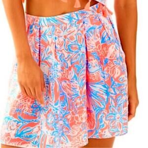 Lilly Pulitzer Selina Pink Sun Ray Summer Siren Mini Skirt Women 8 Resort Pleats
